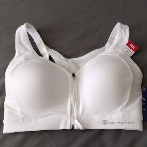 Champion Motion Control Spors Bra White 34DD Zip Front Wirefree